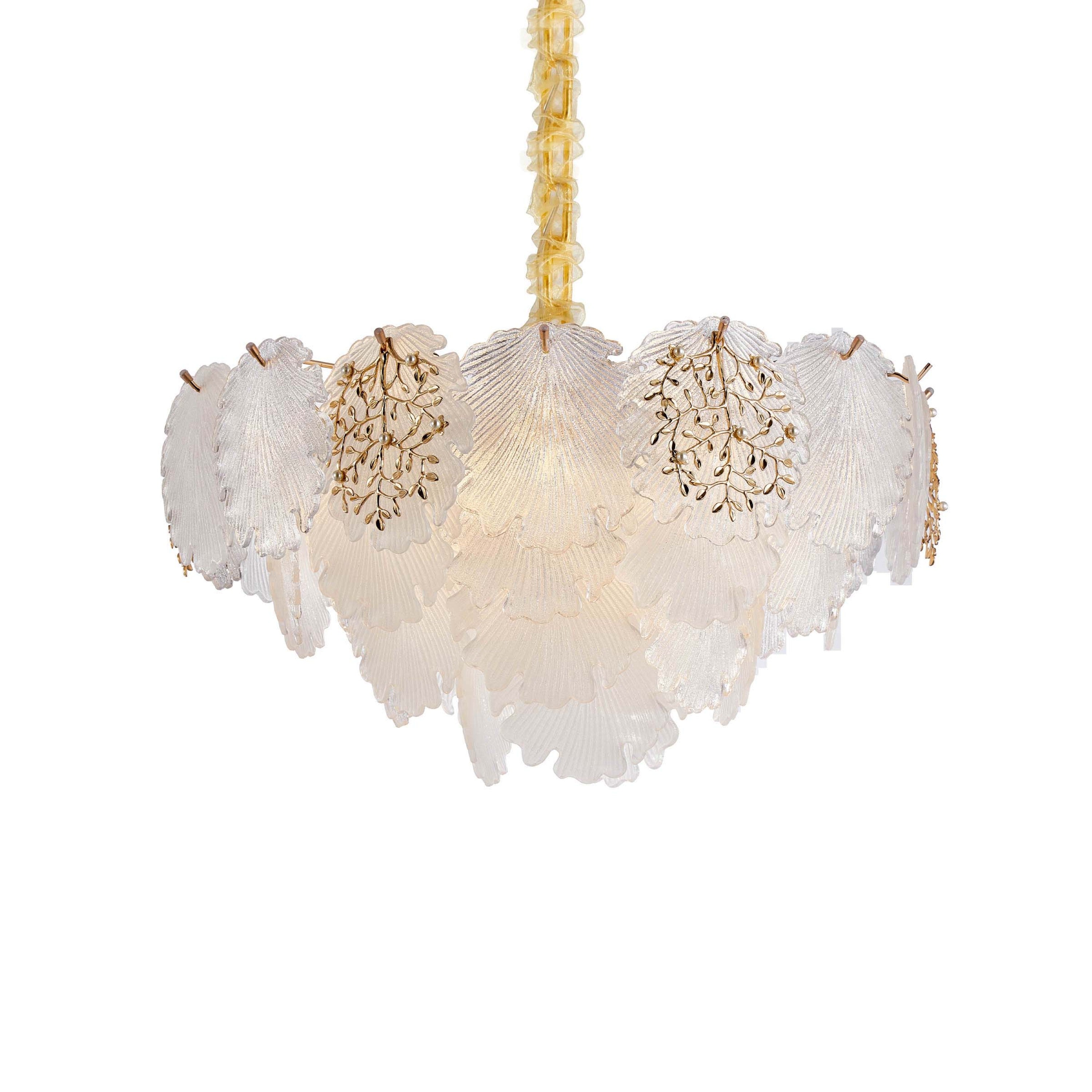 Michael Amini Almara 9-Light Frosted Glass Chandelier - Frost/Gold