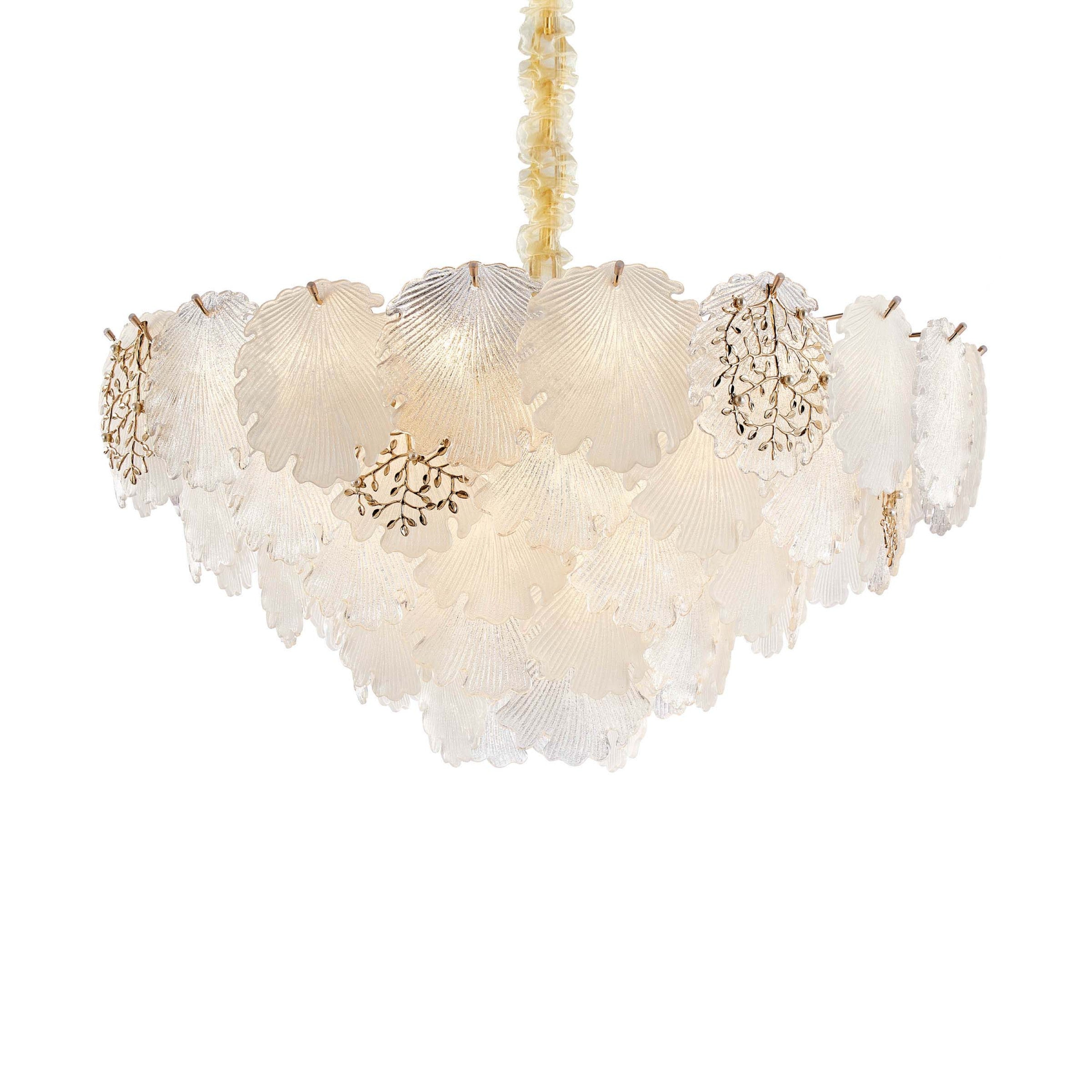 Michael Amini Almara 18-Light Frosted Glass Chandelier - Frost/Gold