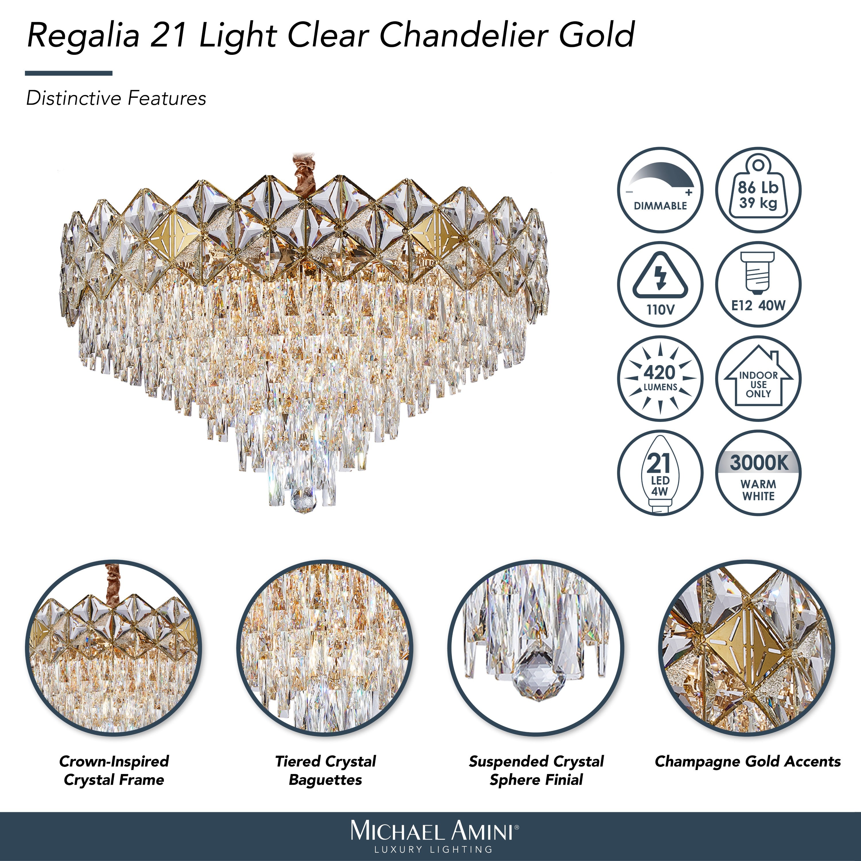Michael Amini Regalia 21-Light Crystal Chandelier - Gold