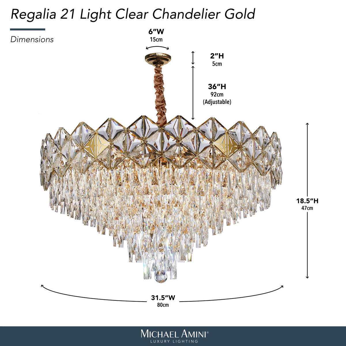 Michael Amini Regalia 21-Light Crystal Chandelier - Gold