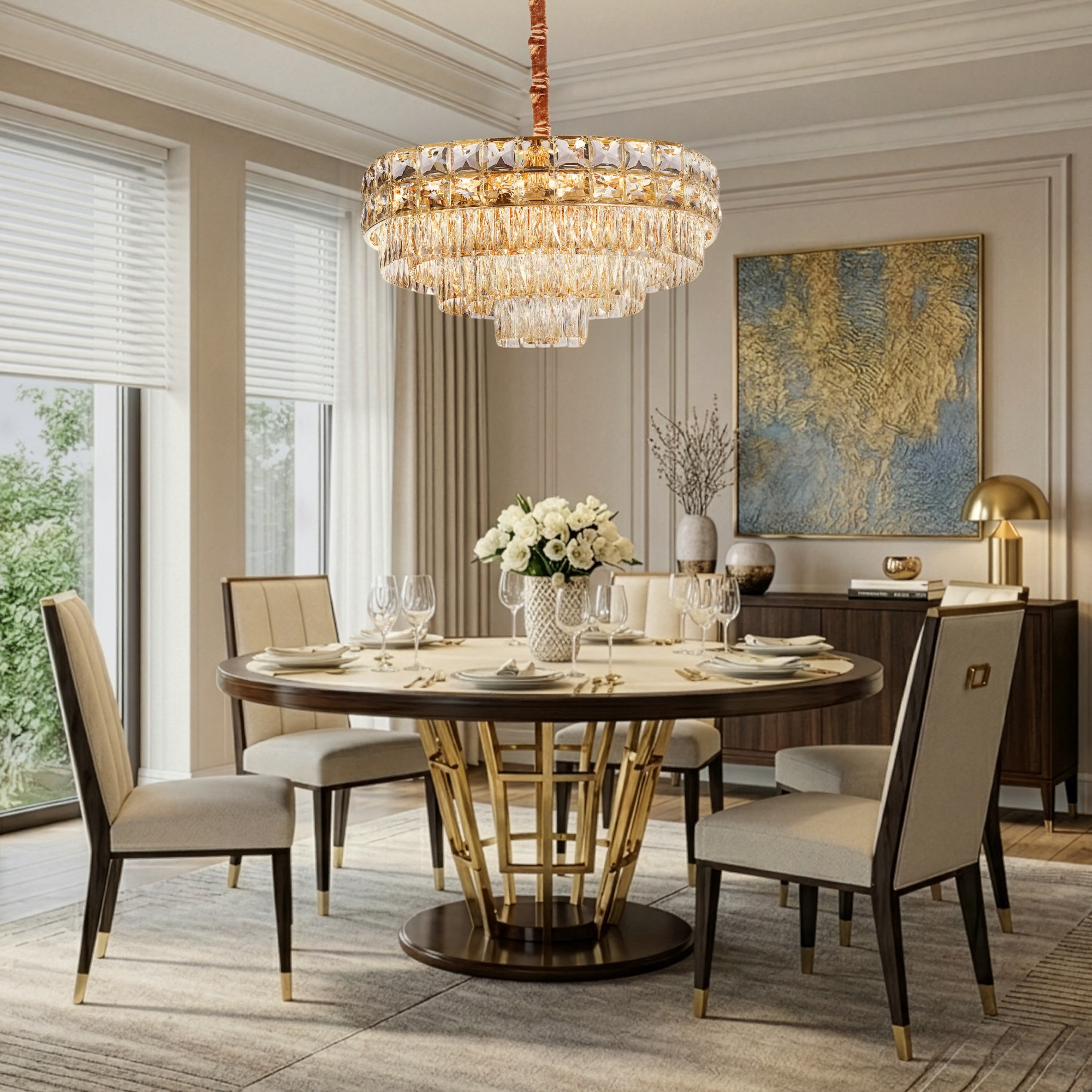 Michael Amini Soleil 13-Light Crystal Chandelier - Gold