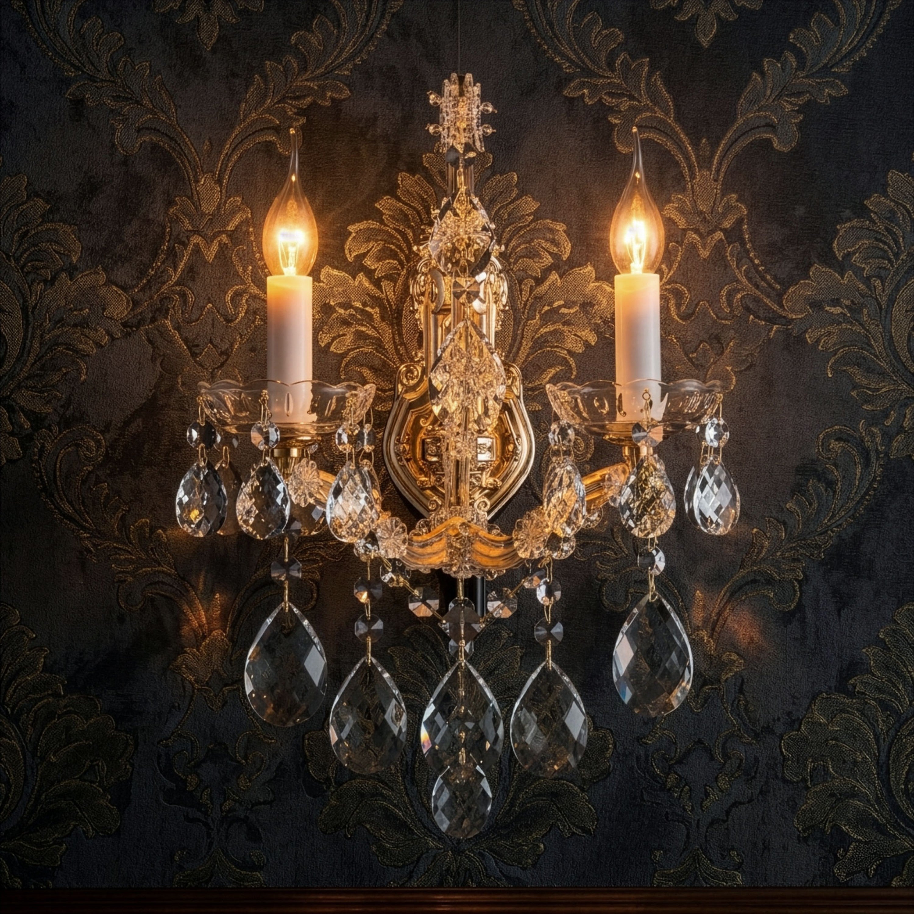 Michael Amini La Scala Traditional Crystal Wall Sconce - Gold