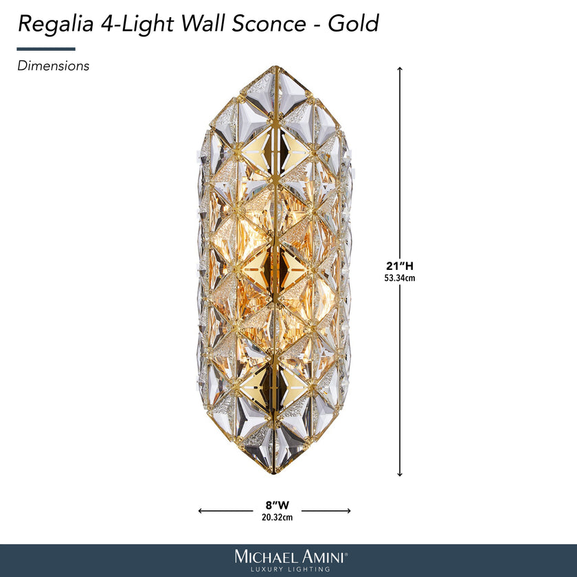 Michael Amini Regalia 4-Light Crystal Wall Sconce - Gold