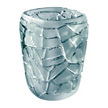 A frosted cristal terramineral luxury glass vase with a textured, cracked design, showcasing translucent, uneven surfaces that catch the light beautifully.