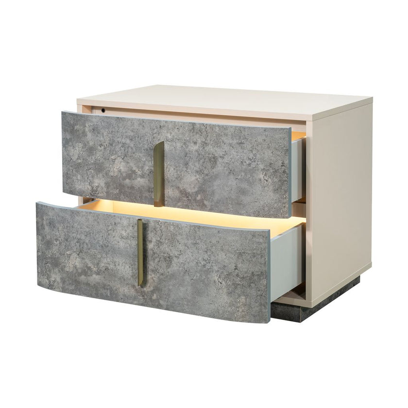 Michael Amini Pavira 2-Drawer Nightstand - Stone