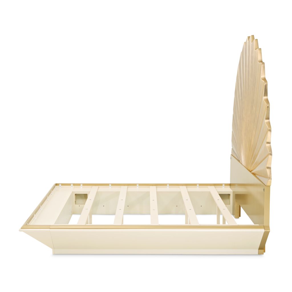 Michael Amini Fantosini King Fan Bed - Gold Leaf