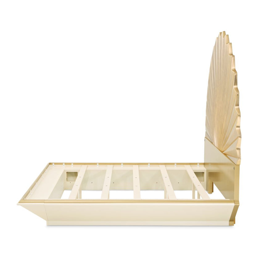 Michael Amini Fantosini King Fan Bed - Gold Leaf