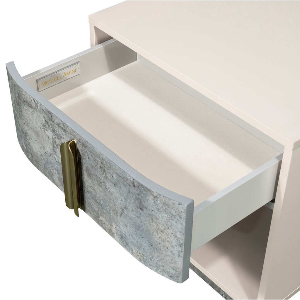 Michael Amini Pavira 1-Drawer Nightstand with LED Lights - Stone