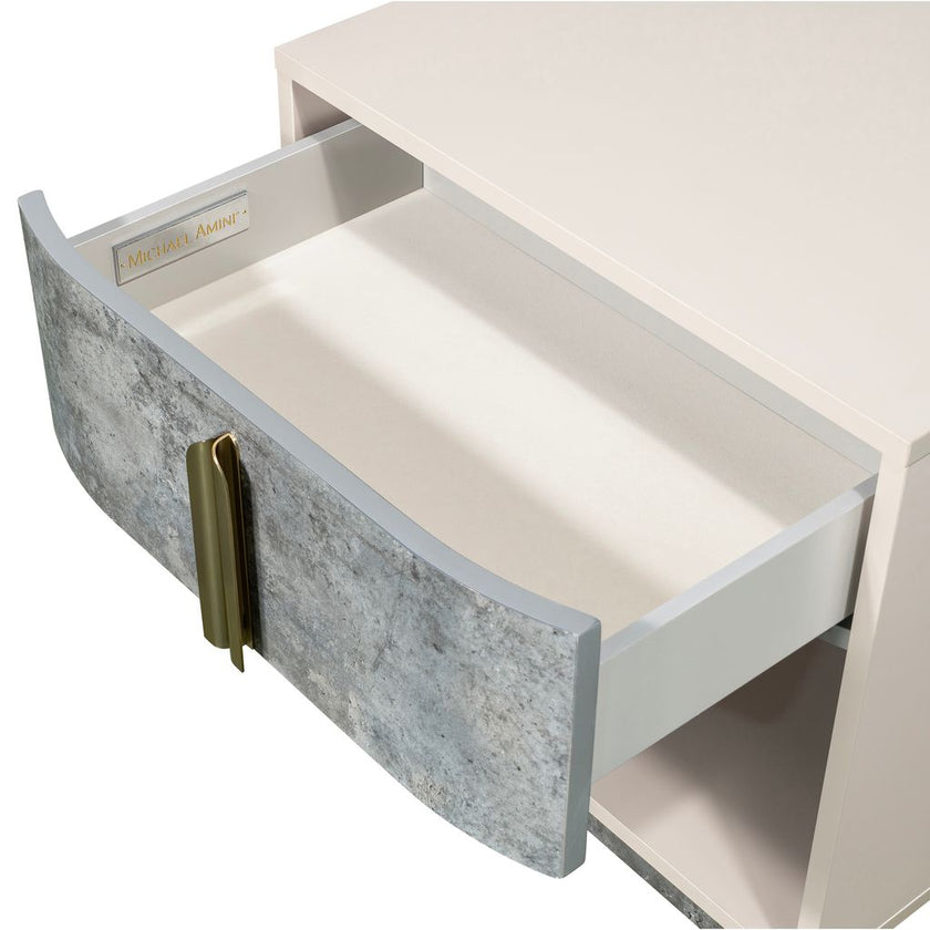 Michael Amini Pavira 1-Drawer Nightstand with LED Lights - Stone