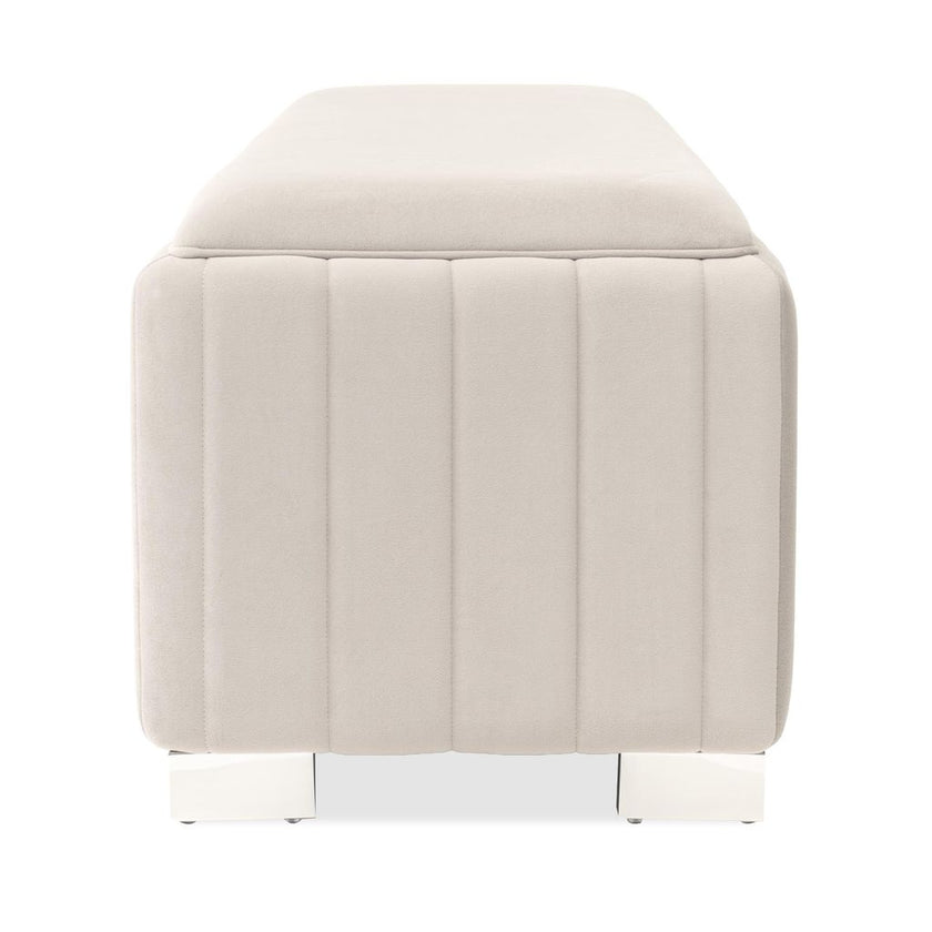 Michael Amini Amaryllis Velvet Accent Bench - Taupe/Chrome