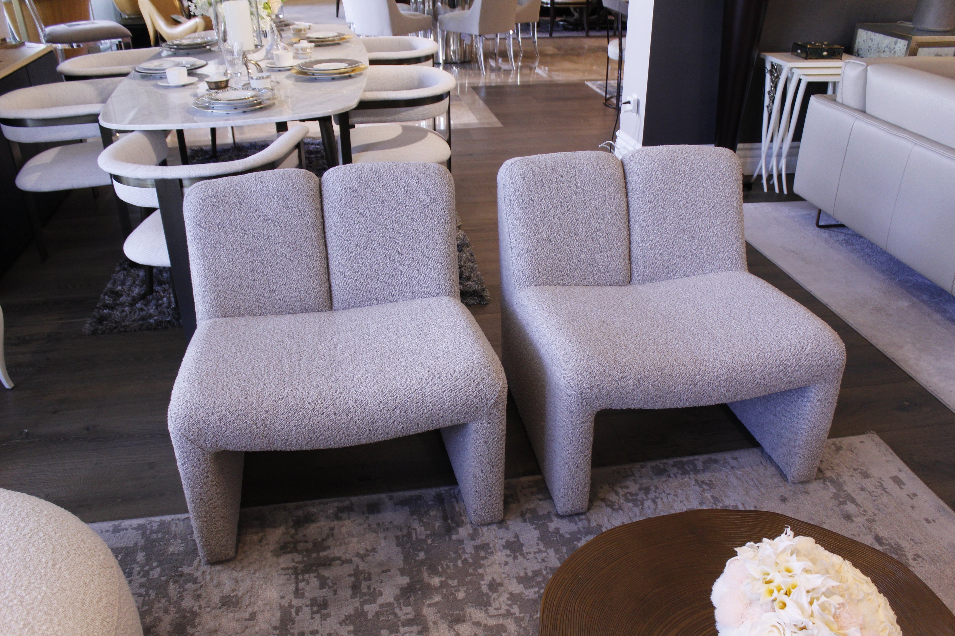 Eichholtz Macintosh Arm Chair / Boucle Grey Floor Sample