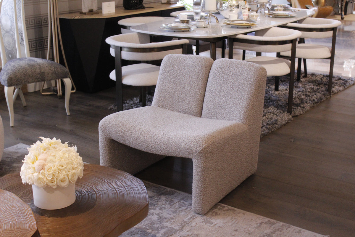 Eichholtz Macintosh Arm Chair / Boucle Grey Floor Sample