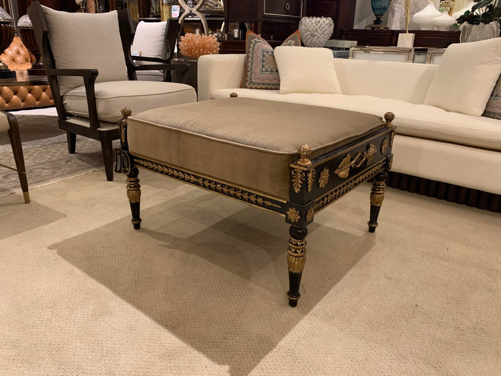 Maitland Smith Classic Ottoman Floor Sample