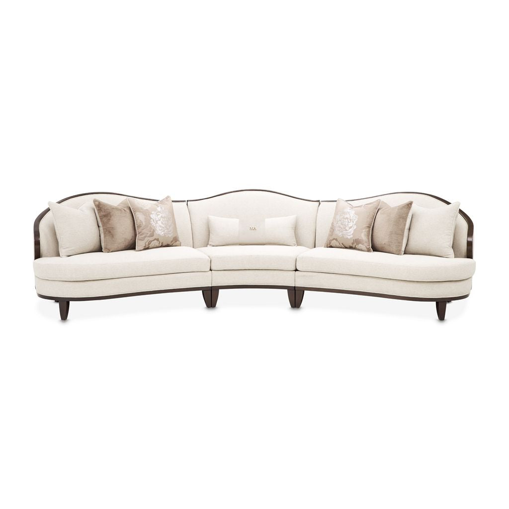 Michael Amini Camellia Field 3-Piece Chenille Sofa - Linen/Warm Pecan