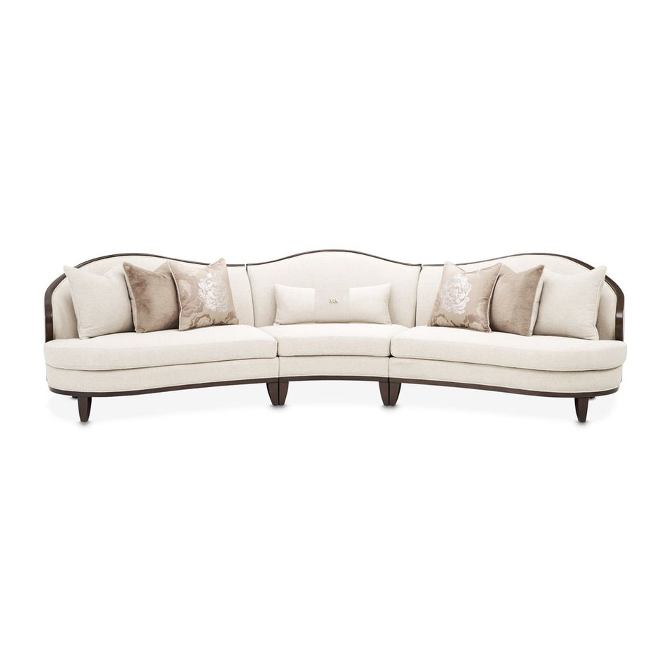 Michael Amini Camellia Field 3-Piece Chenille Sofa - Linen/Warm Pecan