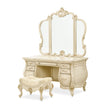 Michael Amini Platine de Royale Vanity Set with Mirror and Bench - Champagne