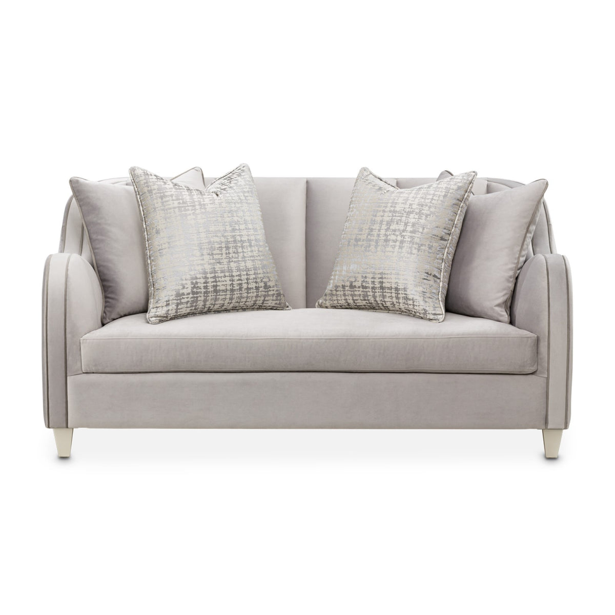 Michael Amini Roxbury Park Velvet Loveseat - Steel/Slate