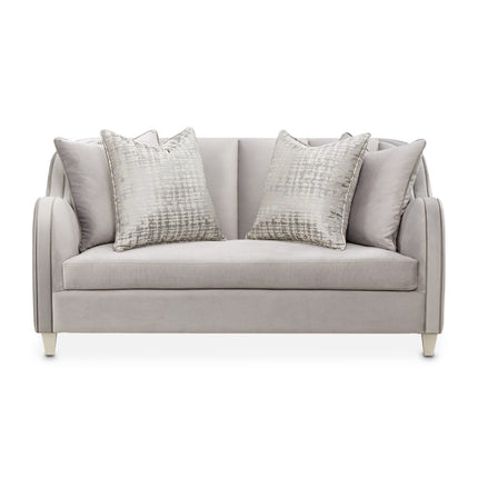 Michael Amini Roxbury Park Velvet Loveseat - Steel/Slate