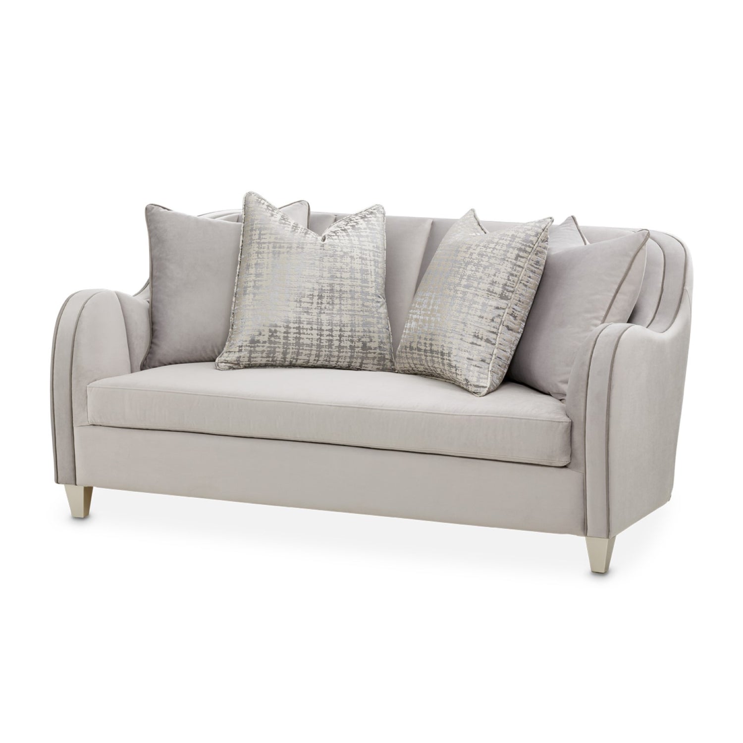 Michael Amini Roxbury Park Velvet Loveseat - Steel/Slate