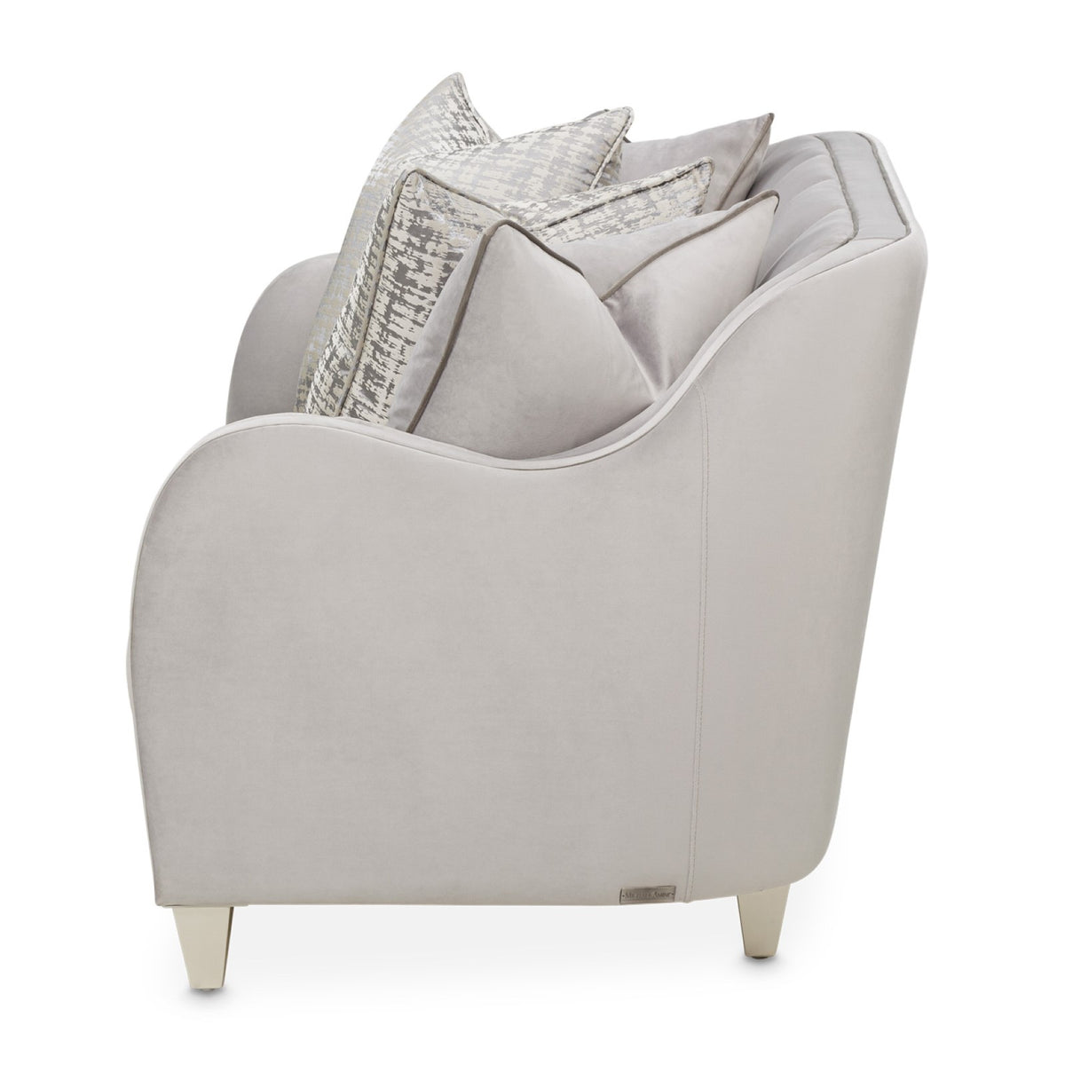 Michael Amini Roxbury Park Velvet Loveseat - Steel/Slate
