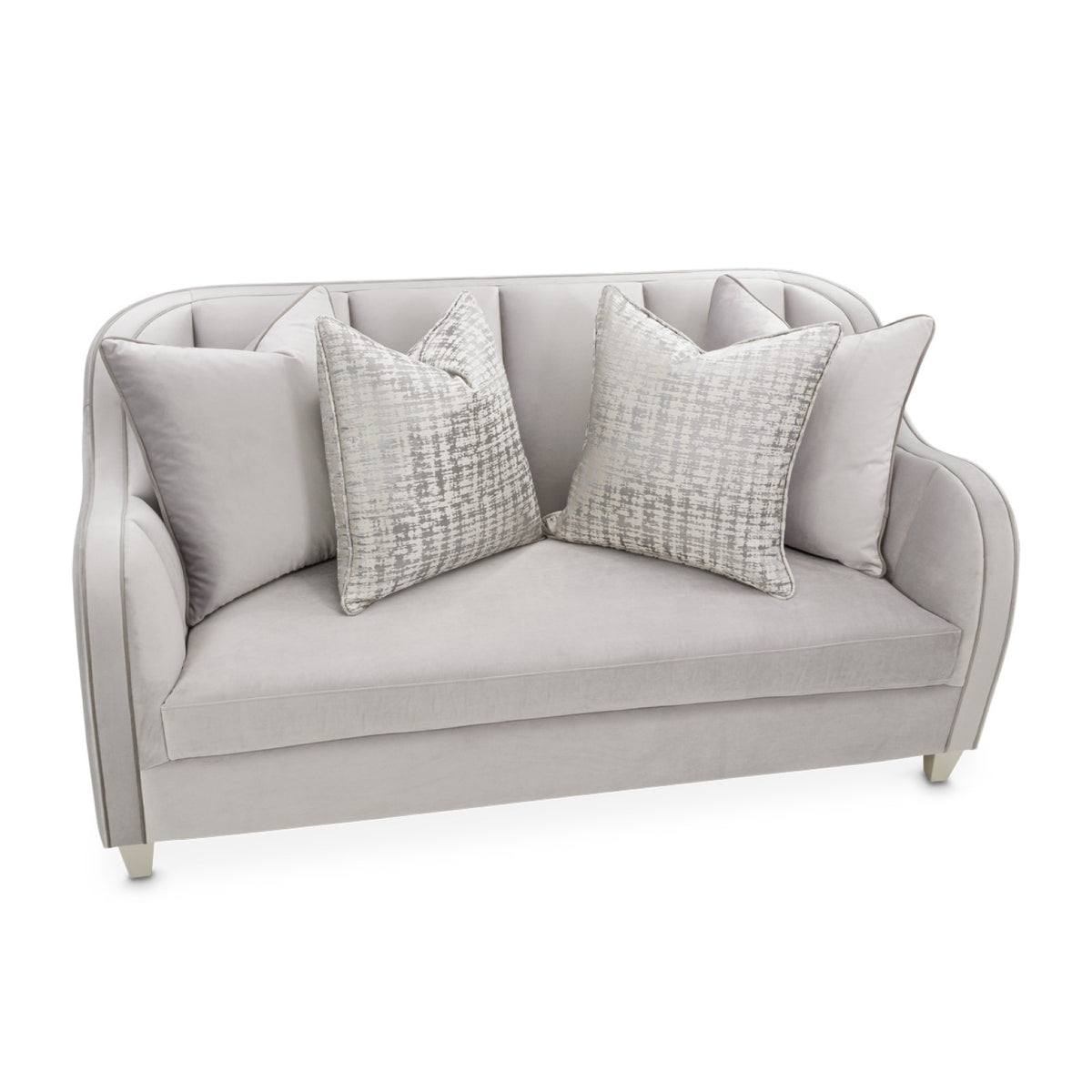 Michael Amini Roxbury Park Velvet Loveseat - Steel/Slate
