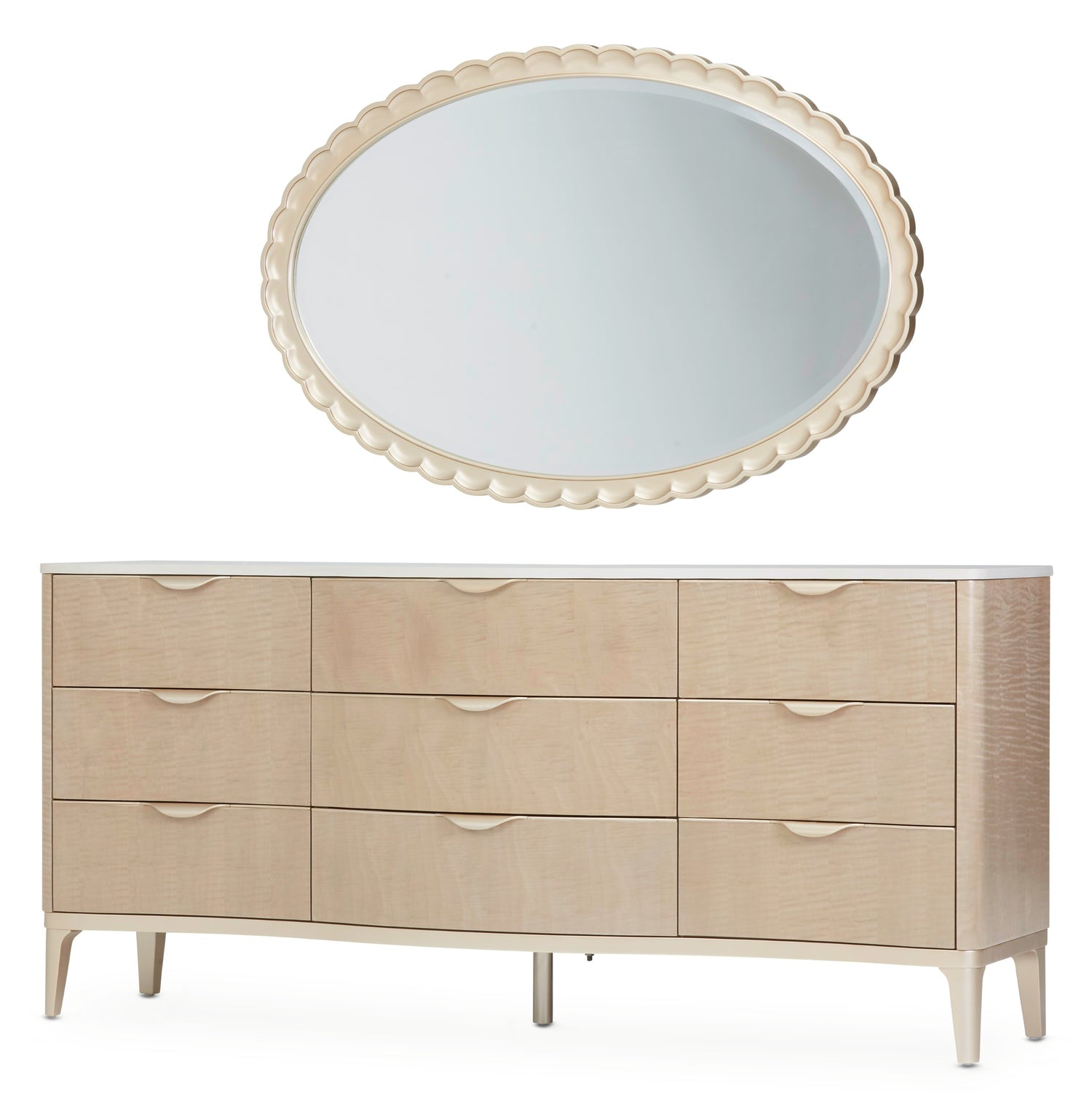Michael Amini Malibu Crest Dresser with Mirror - Blush