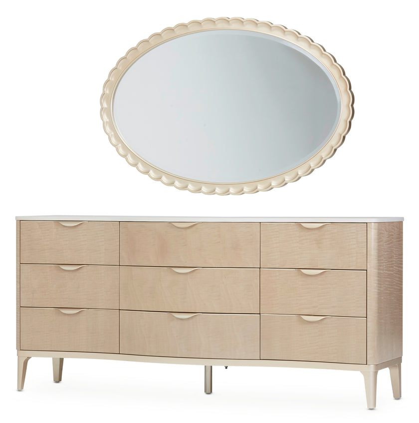 Michael Amini Malibu Crest Dresser with Mirror - Blush