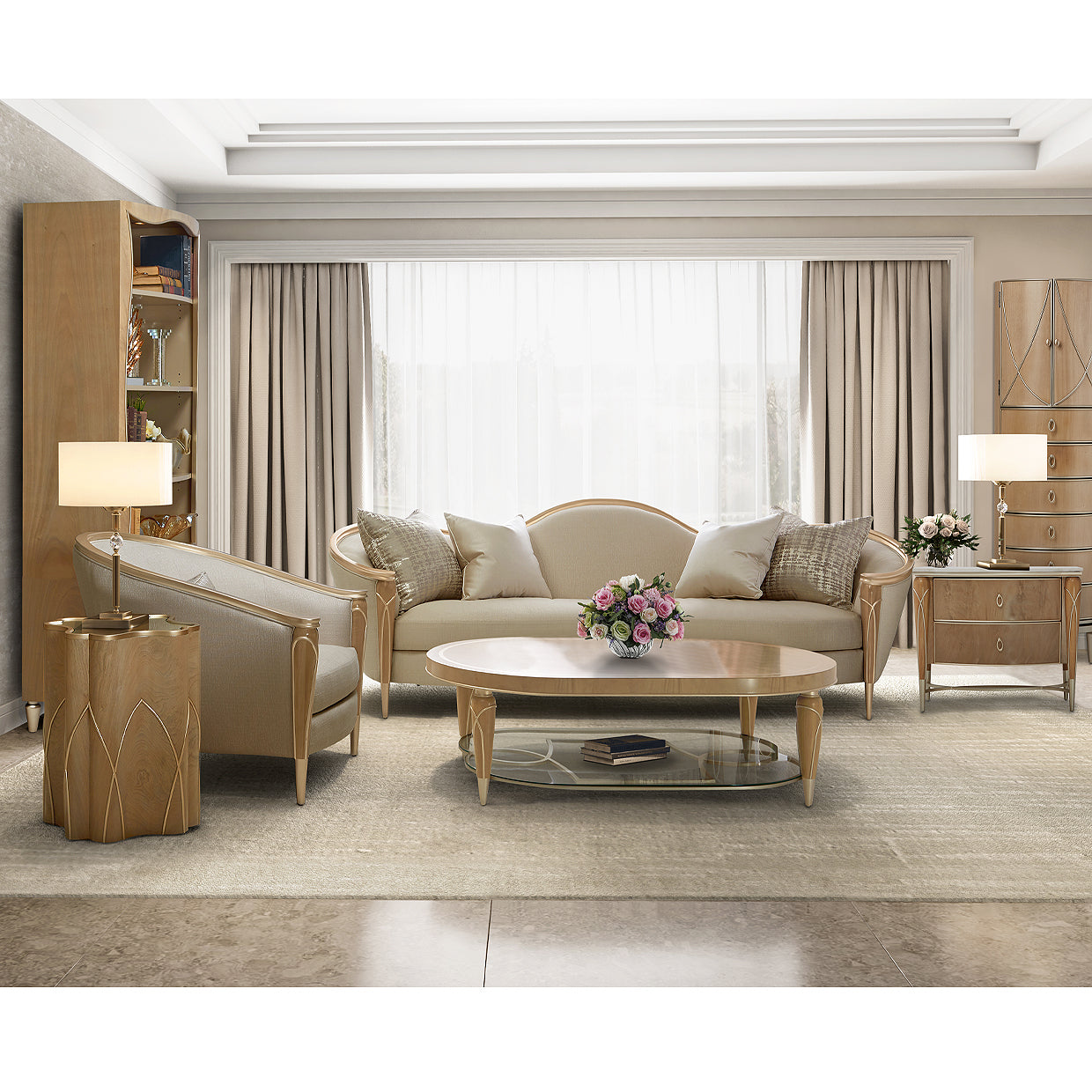 Michael Amini Villa Cherie Caramel Bookcase