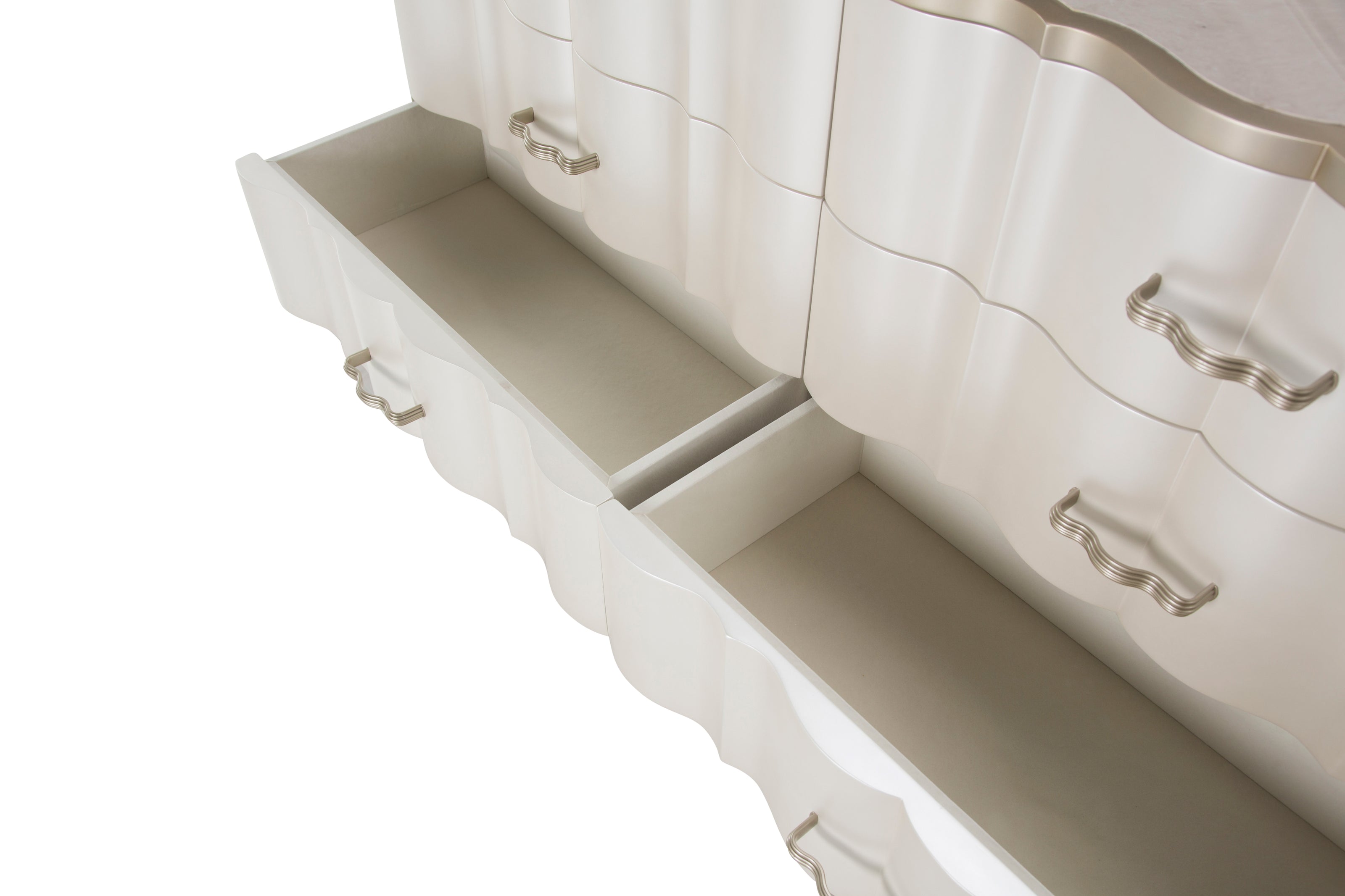 Michael Amini London Place Dresser with Mirror - Creamy Pearl