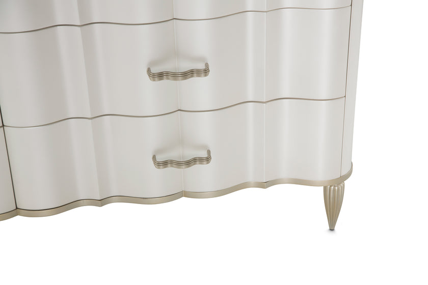 Michael Amini London Place Dresser with Mirror - Creamy Pearl