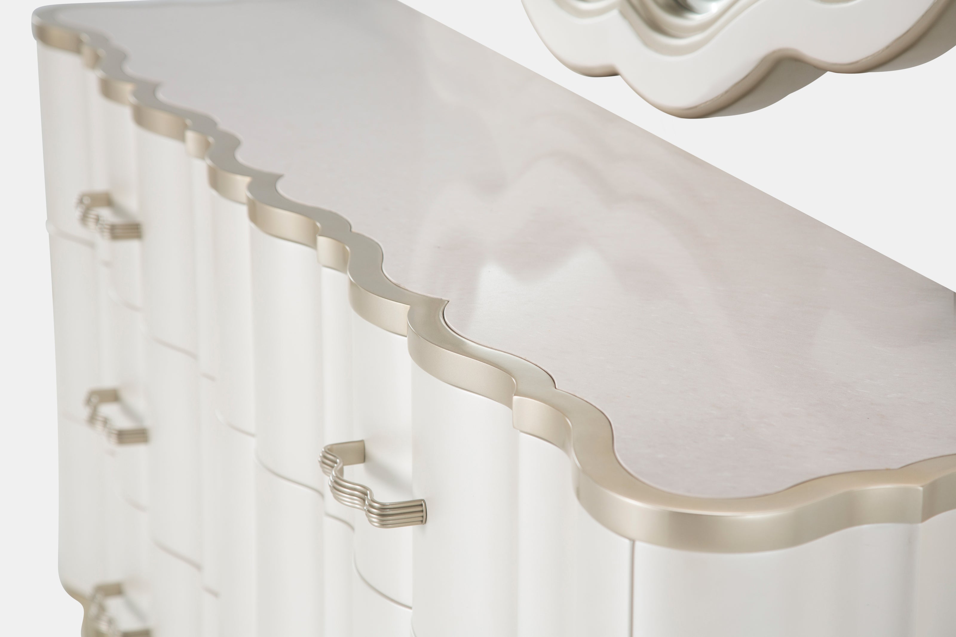 Michael Amini London Place Dresser with Mirror - Creamy Pearl