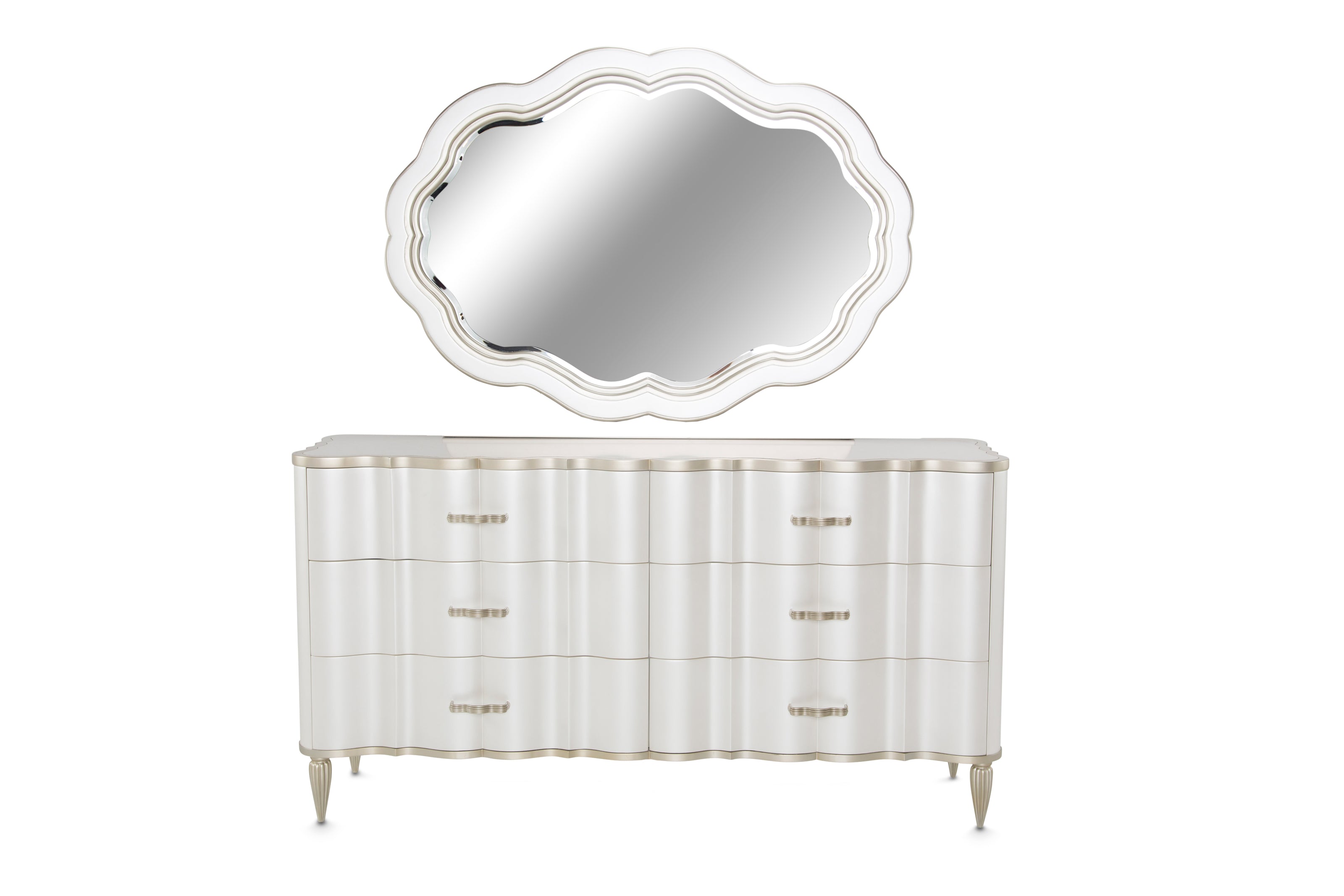 Michael Amini London Place Dresser with Mirror - Creamy Pearl