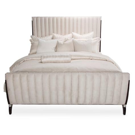 Michael Amini Paris Chic Tufted Sleigh Bed - Espresso