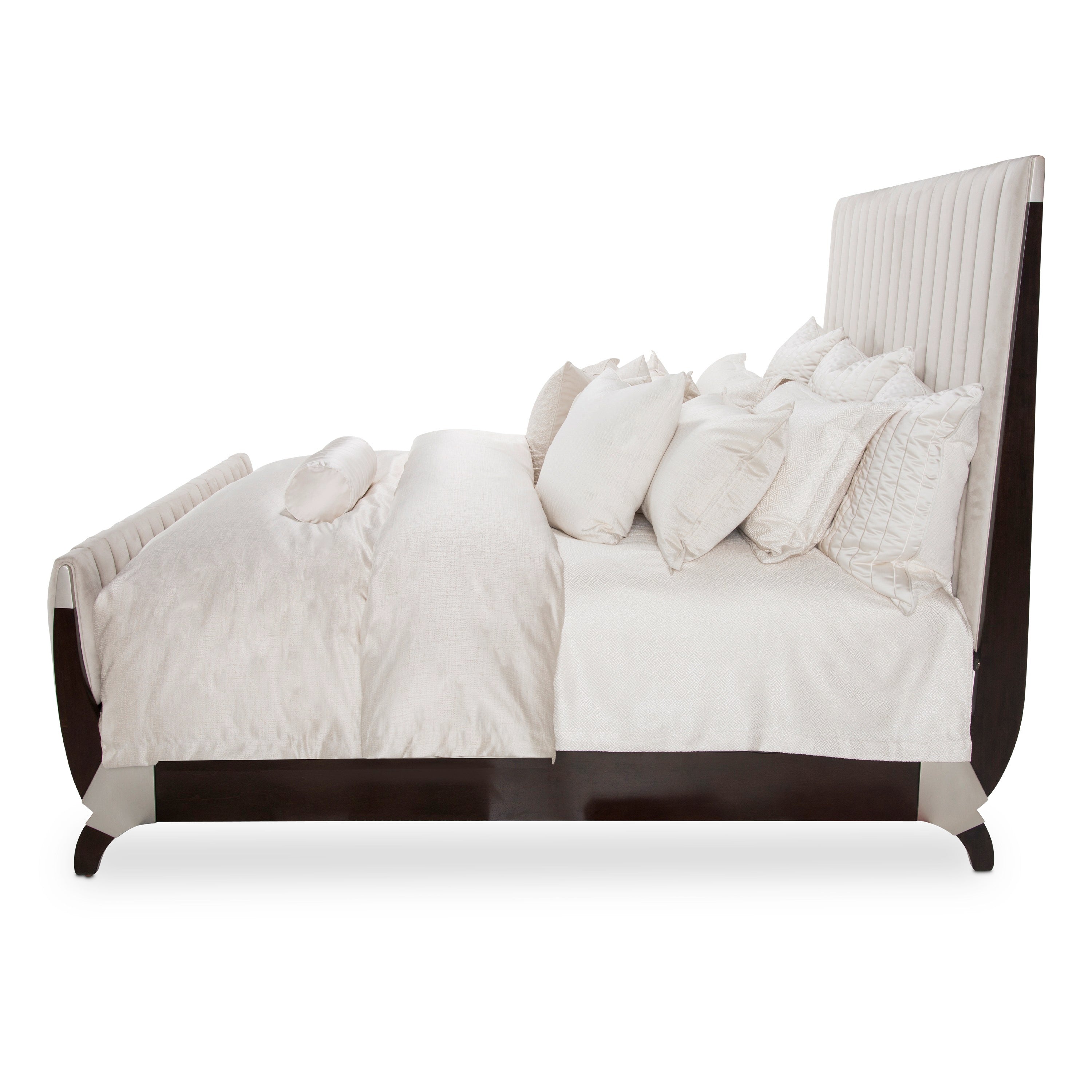 Michael Amini Paris Chic Tufted Sleigh Bed - Espresso