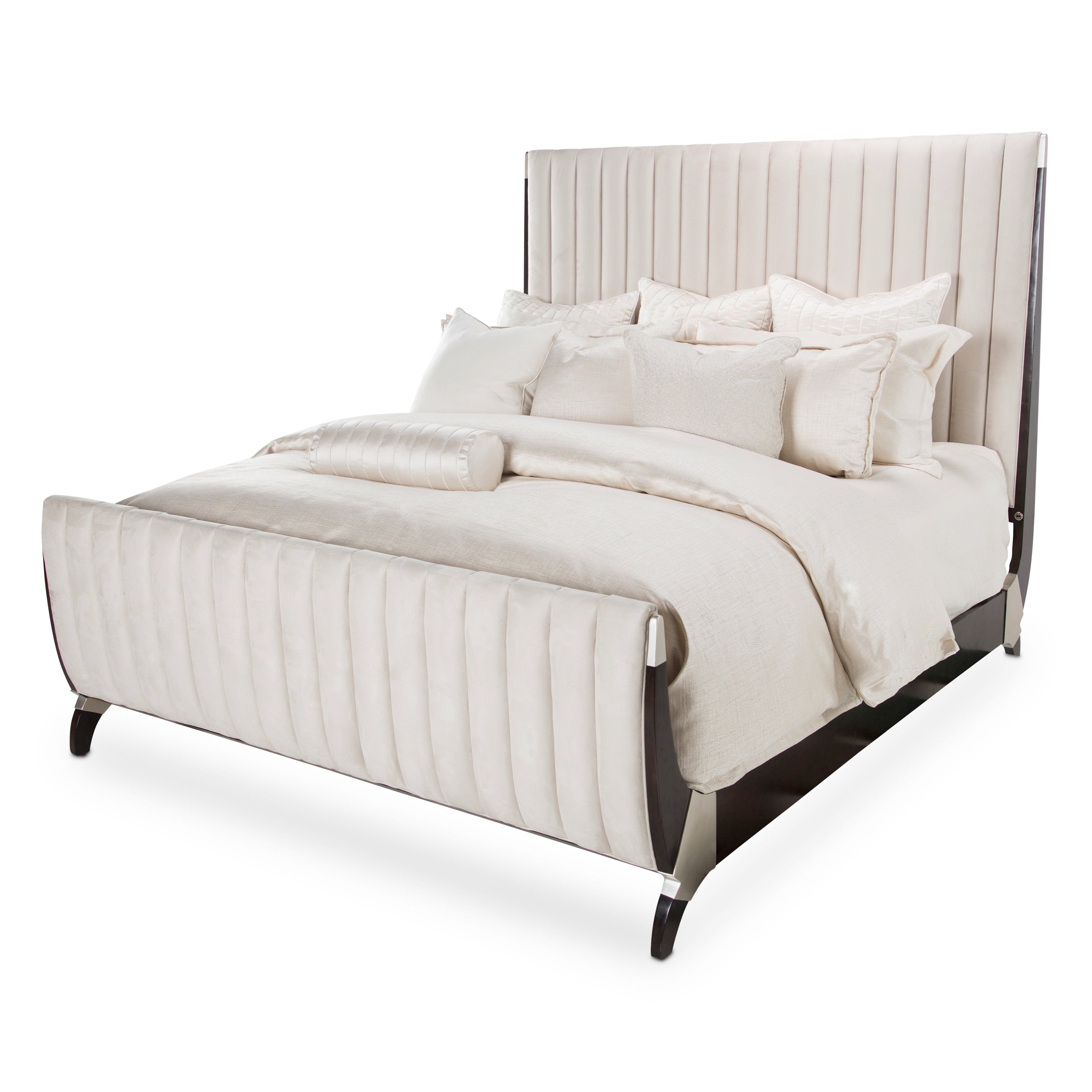 Michael Amini Paris Chic Tufted Sleigh Bed - Espresso