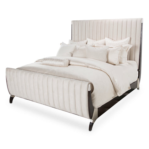 Michael Amini Paris Chic Tufted Sleigh Bed - Espresso