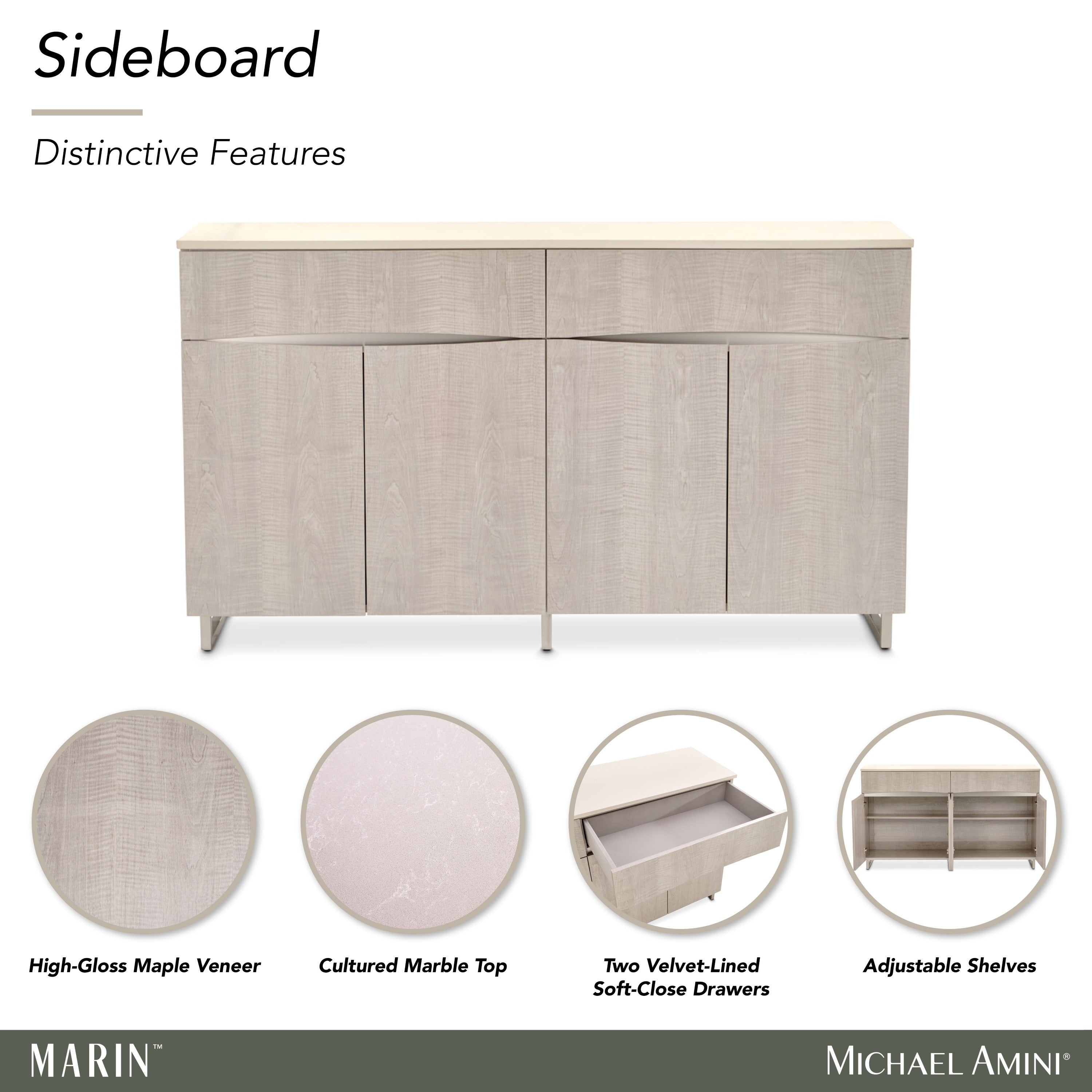 Michael Amini Marin Sideboard - Greige