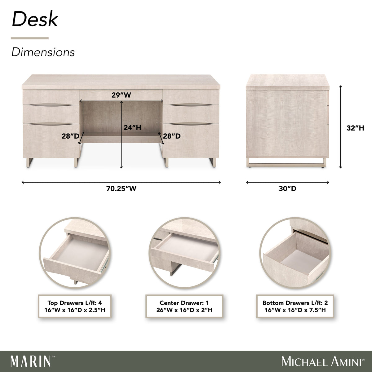 Michael Amini Marin Desk - Greige
