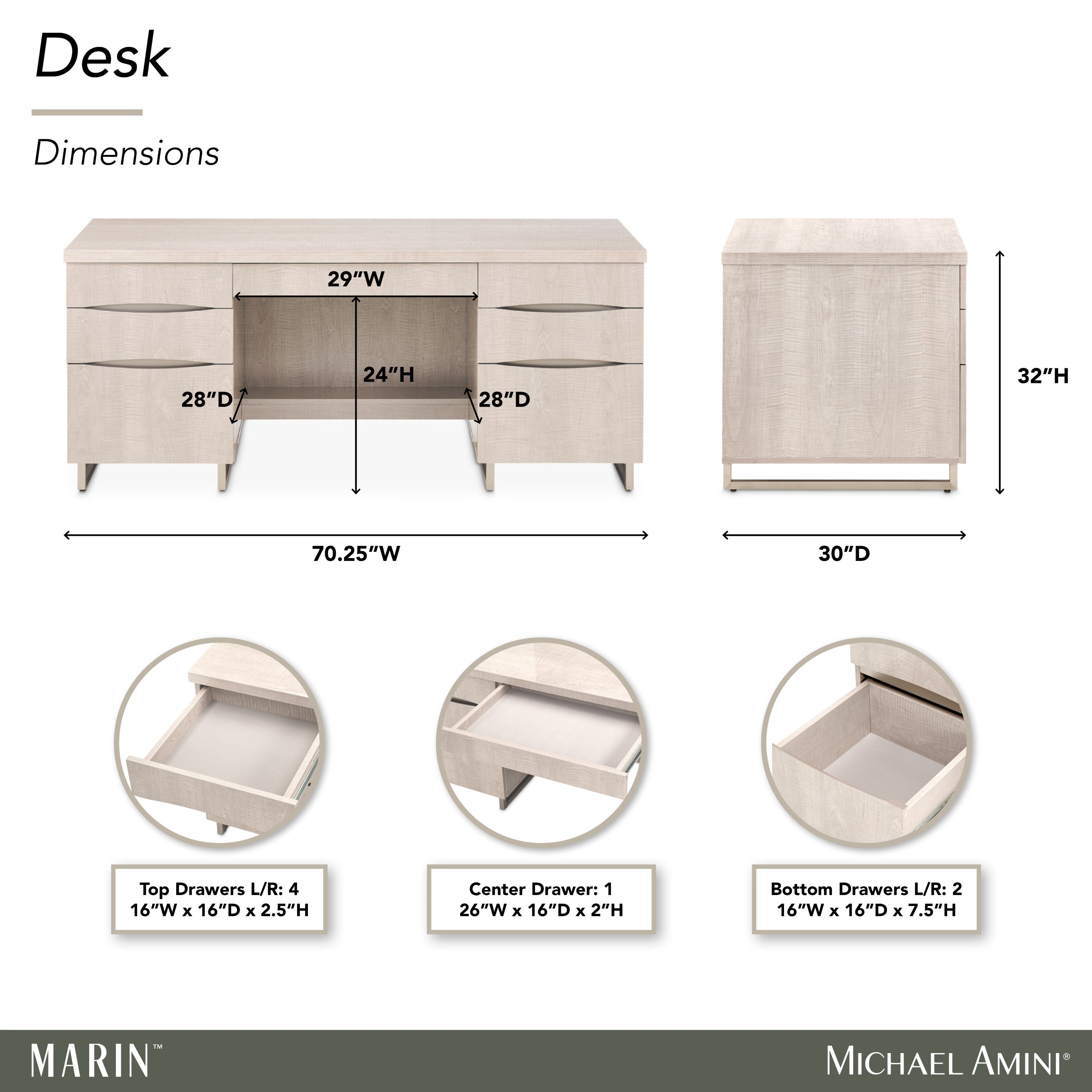 Michael Amini Marin Desk - Greige
