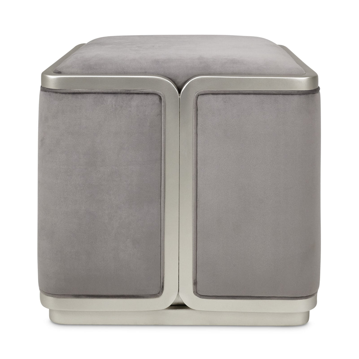Michael Amini Linea Ottoman - Gray Pearl/SilverMist