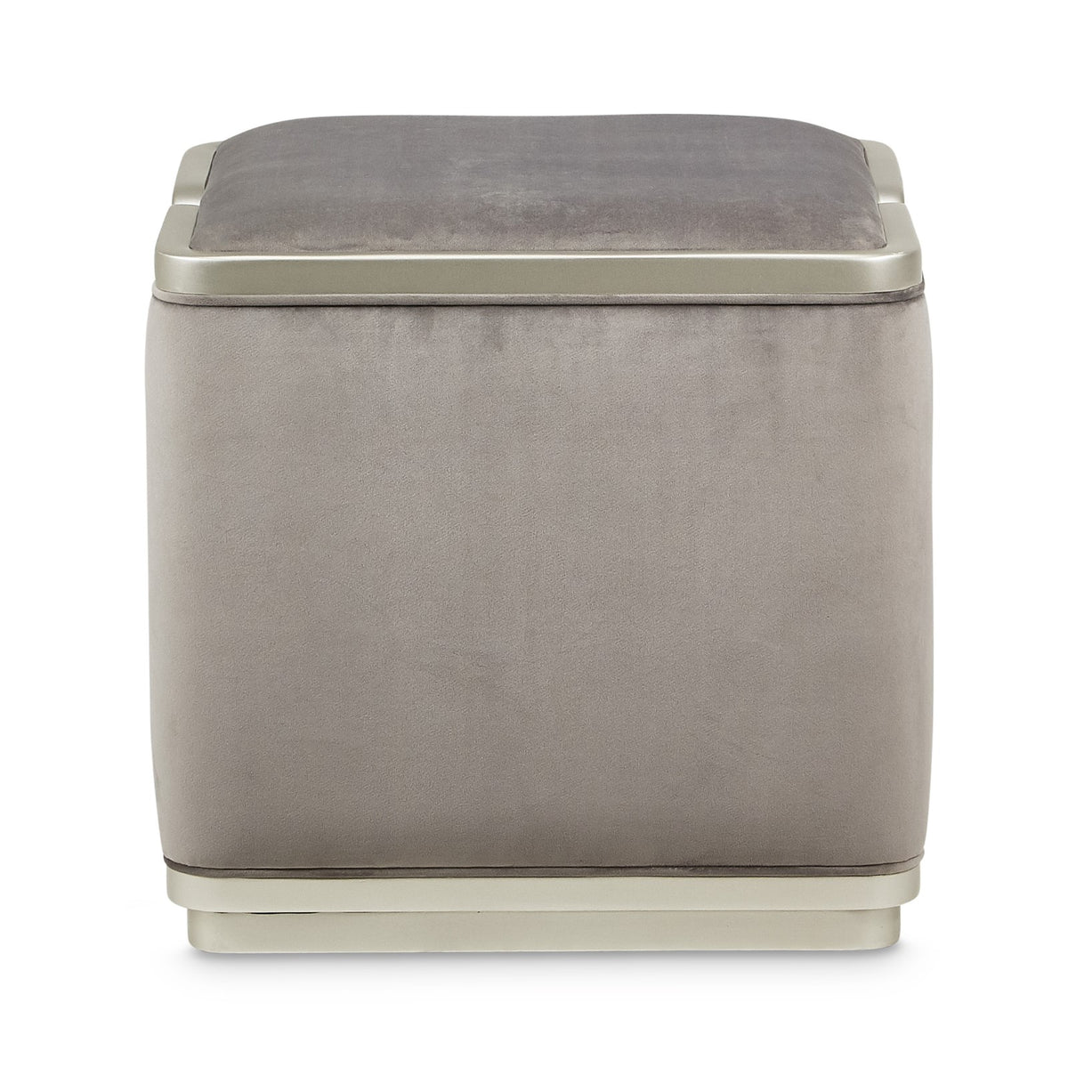 Michael Amini Linea Ottoman - Gray Pearl/SilverMist