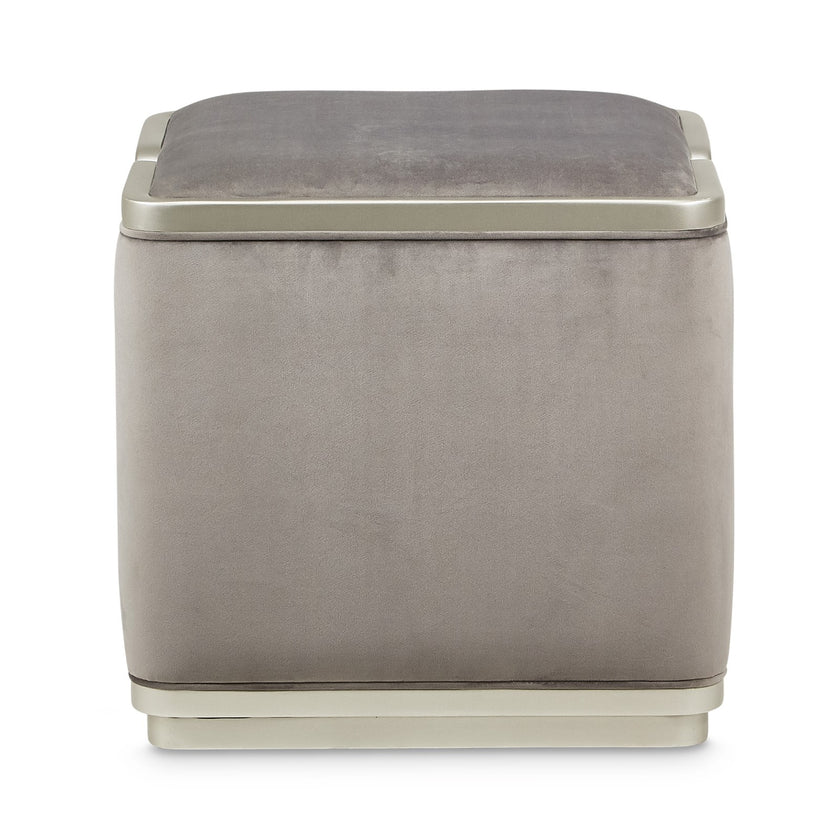 Michael Amini Linea Ottoman - Gray Pearl/SilverMist