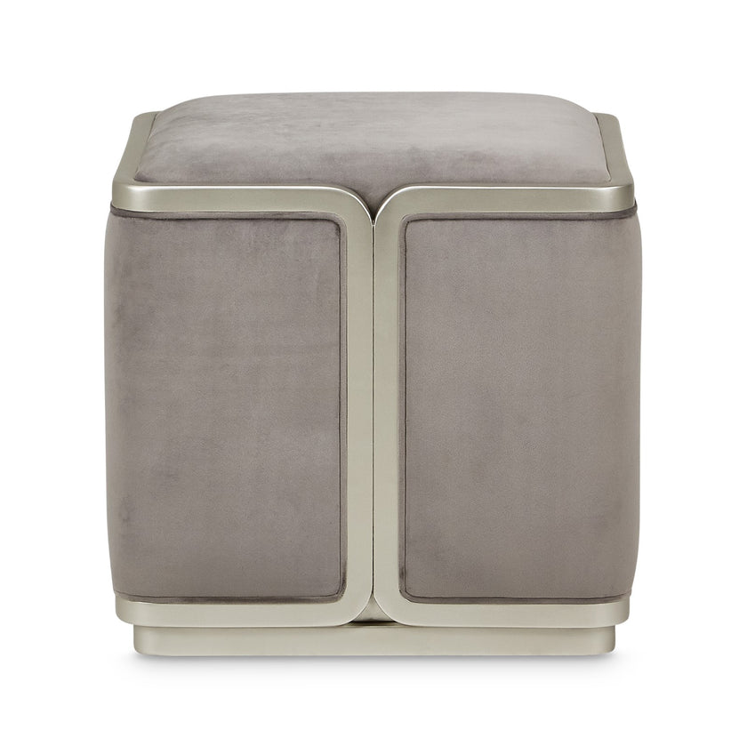 Michael Amini Linea Ottoman - Gray Pearl/SilverMist