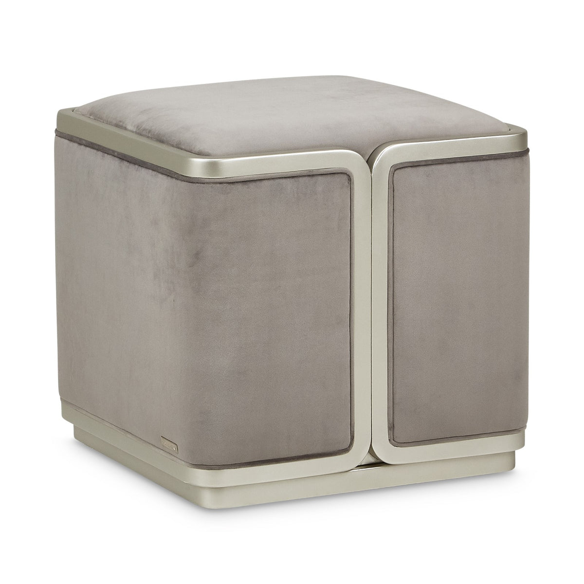 Michael Amini Linea Ottoman - Gray Pearl/SilverMist