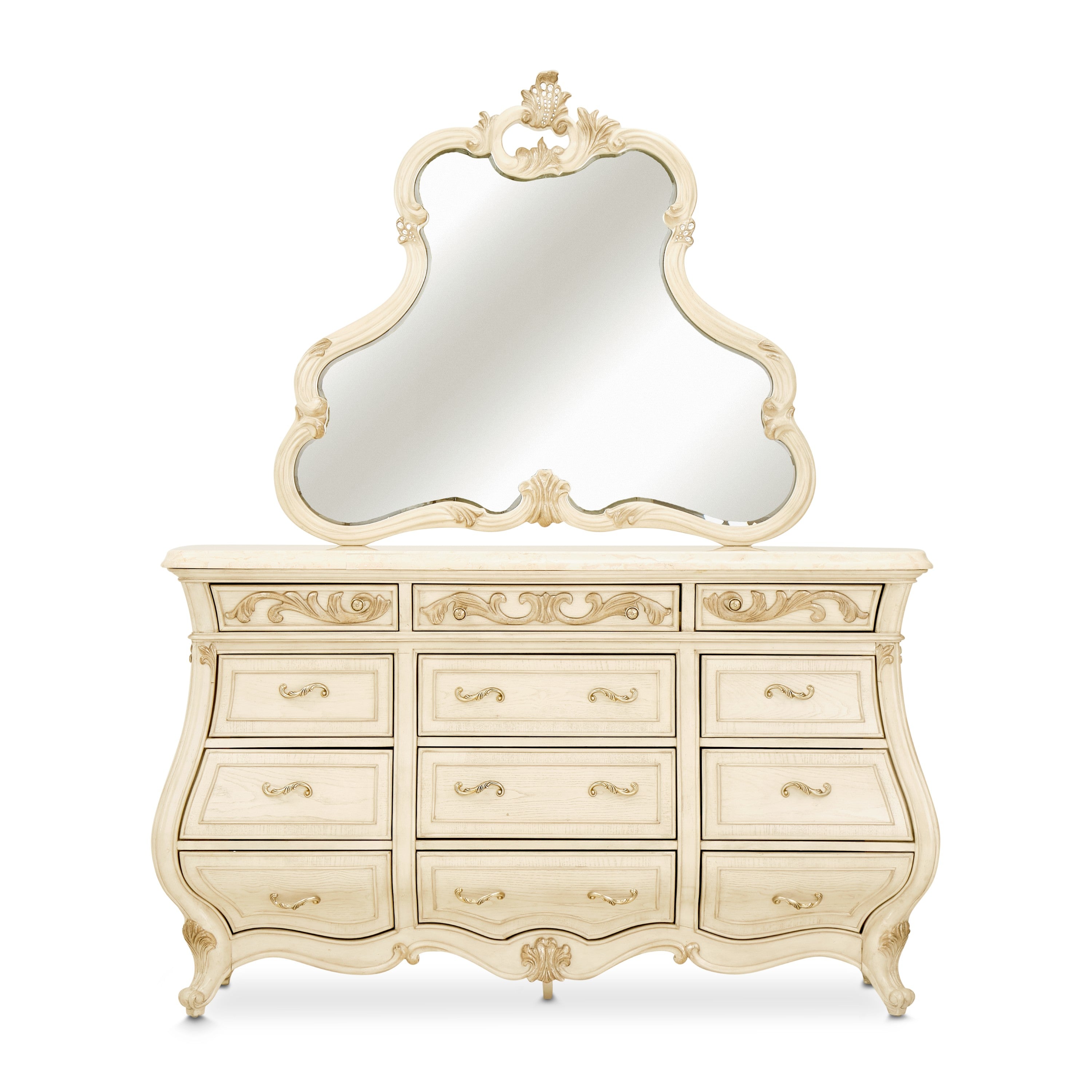 Michael Amini Platine de Royale Dresser with Mirror - Champagne