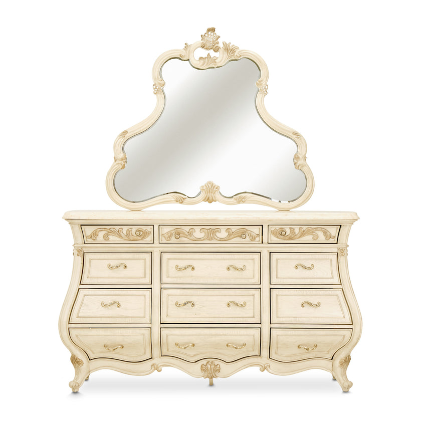 Michael Amini Platine de Royale Dresser with Mirror - Champagne