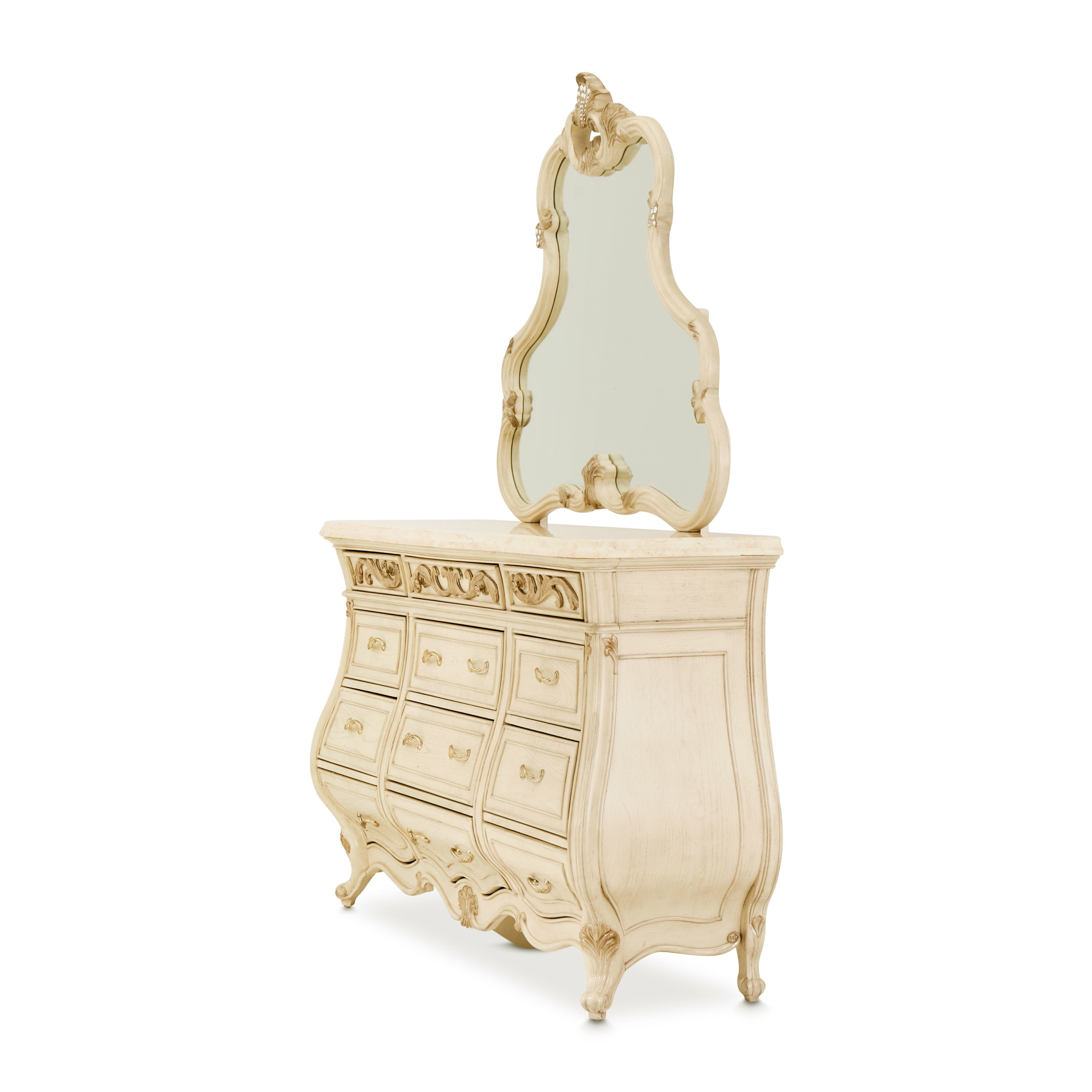 Michael Amini Platine de Royale Dresser with Mirror - Champagne