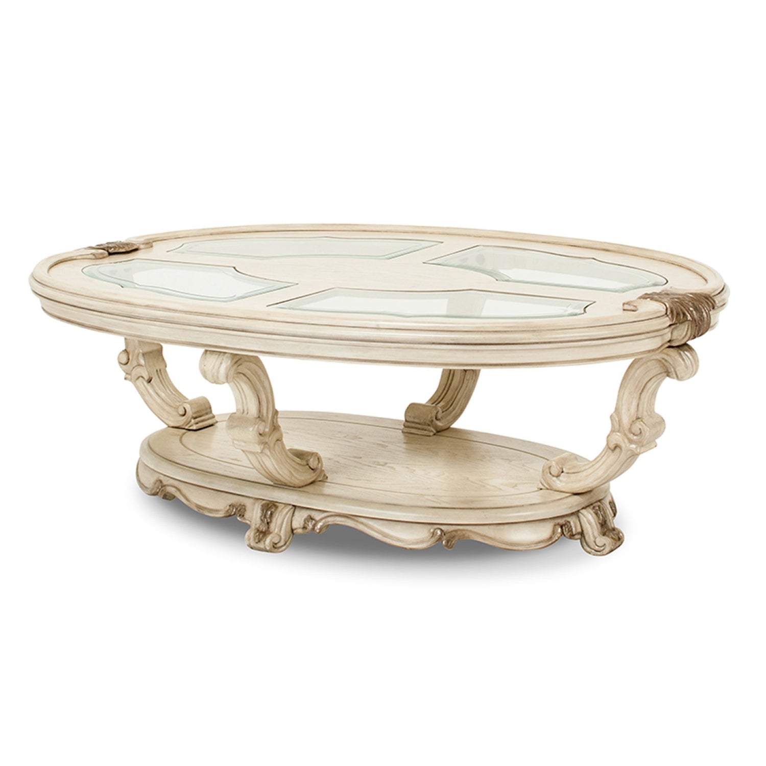 Michael Amini Platine de Royale Oval Cocktail Table - Champagne