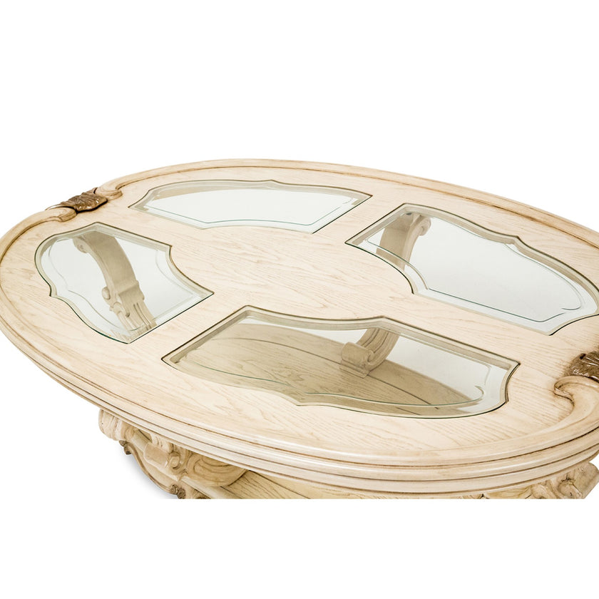 Michael Amini Platine de Royale Oval Cocktail Table - Champagne