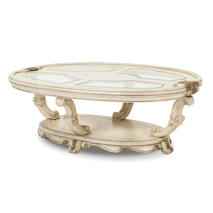 Michael Amini Platine de Royale Oval Cocktail Table - Champagne
